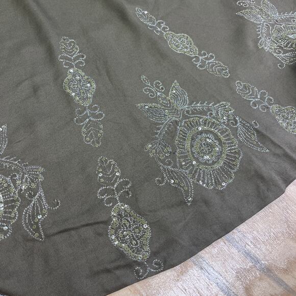 Coldwater Creek Midi Skirt Green Brown Size Medium Sequin Forest Fairy Granola - Picture 6 of 12
